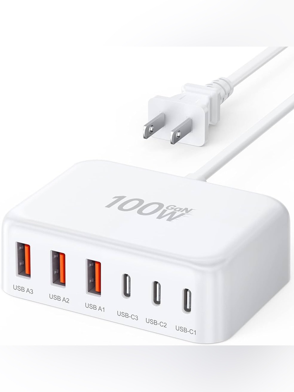 [2026 Updated] USB C Fast Charger, 100W GaN 6 Port Type C Charging Station Hub